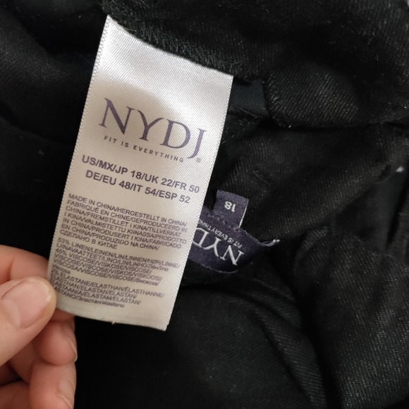 NYDJ Black Linen Blend Pants Straight Leg Woman's Sz 18 - Picture 5 of 8